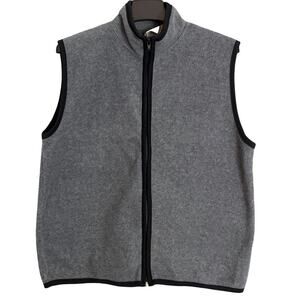 South Mountain Fleece Vest Womens Size L Gray Black Trim Sleeveless Zip Up